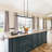 Modern 8-Light 48"W Black And Gold Linear Pendant For Kitchen Island