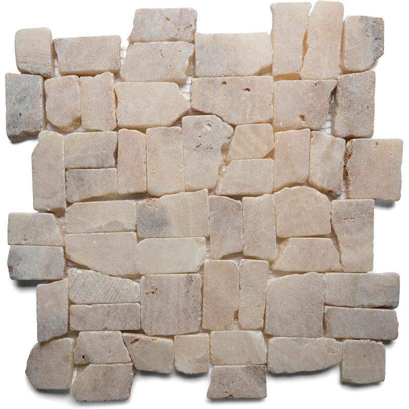 CNK Tile Mixed Quartz Mosaic Tile Sheet Natural Stone Pebble Floor Tile For Shower Bathroom Patio Wall And Fireplace Use - 12" X 12"