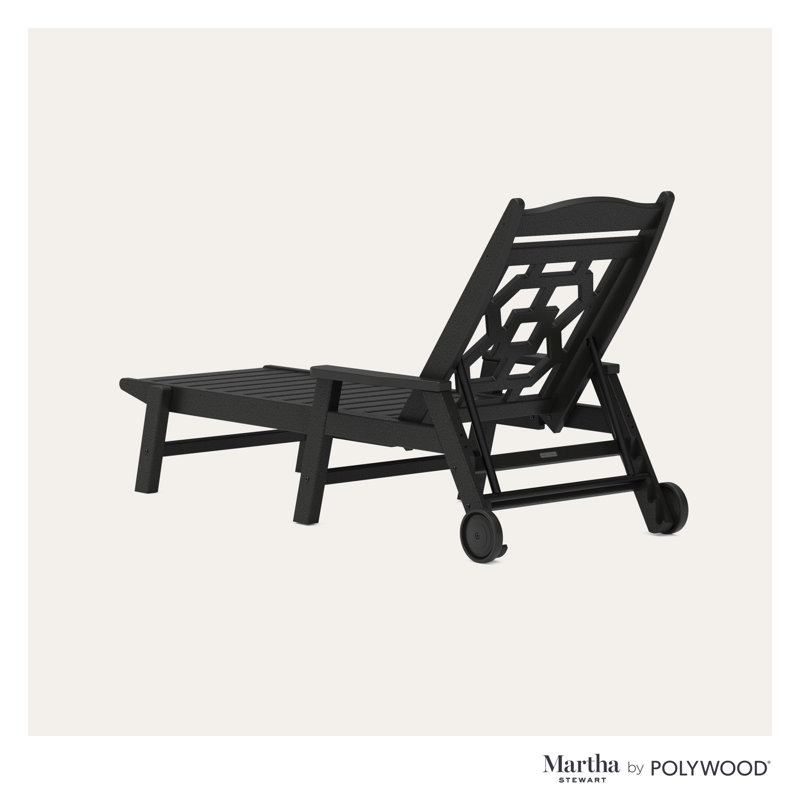 Chinoiserie Outdoor Chaise Lounge, Black