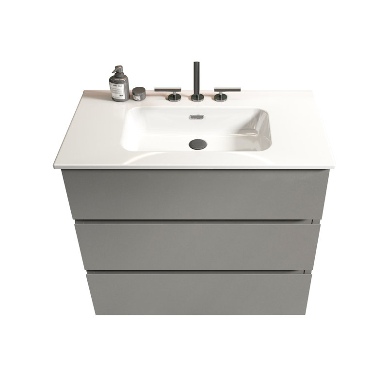 36" Gray Bathroom Furniture Unit - Silent, Maximize Storage Vanity Smooth Texture, Extra Space, Silent, Gray, 36"