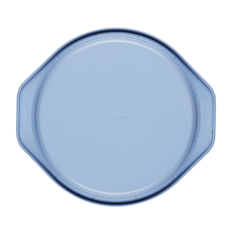 Blue Nonstick Round Steel Cake Pan with Handles, 9 Inch