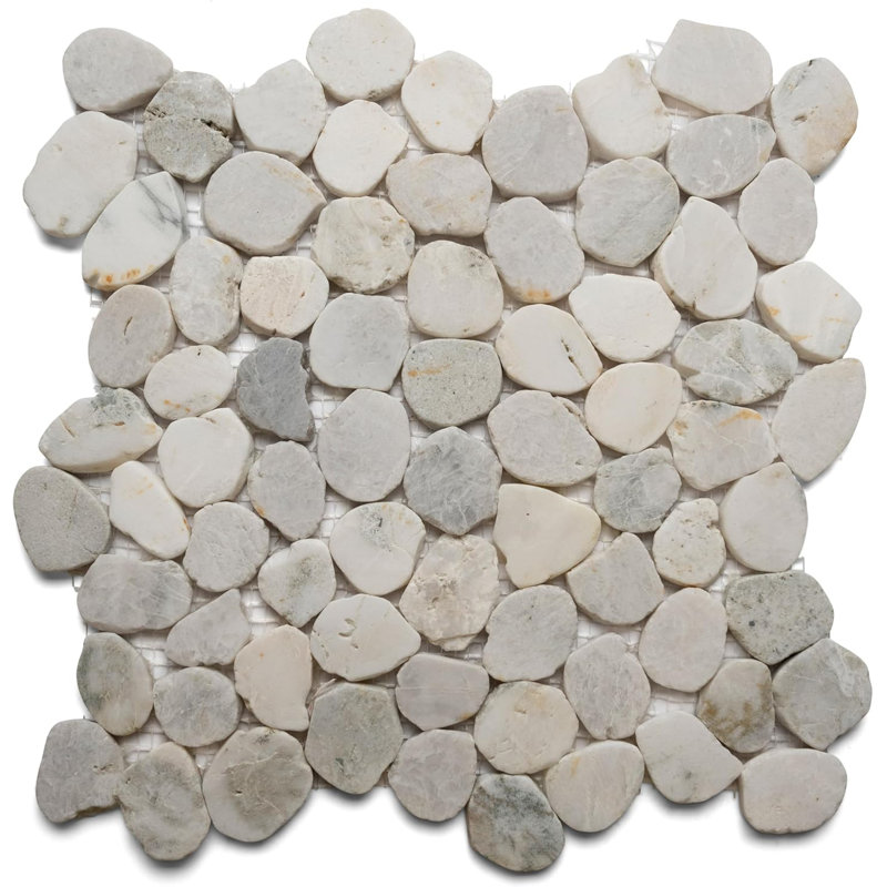 Carrelage à galets rond blanc CNK Tile Glacier