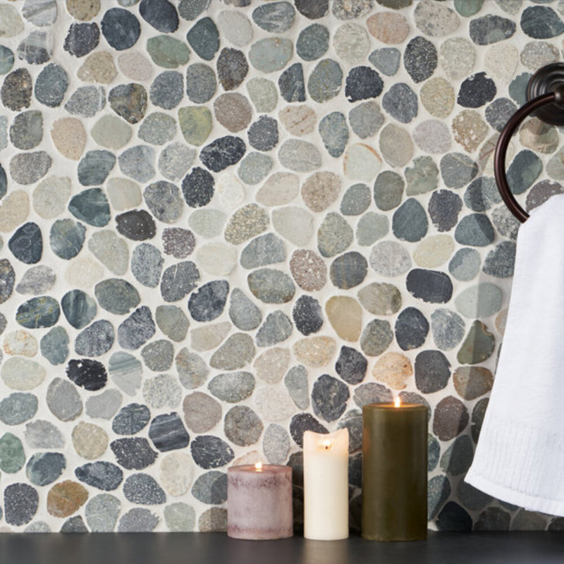 Nature Round Lovina Pebble Mosaic Tile, Sumatra Blend