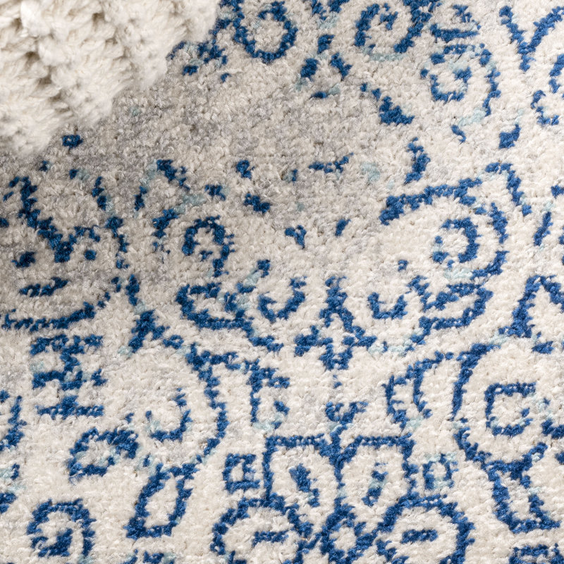 Misha Filigree Cream/Blue Rug, Rectangle 7'9" x 10'