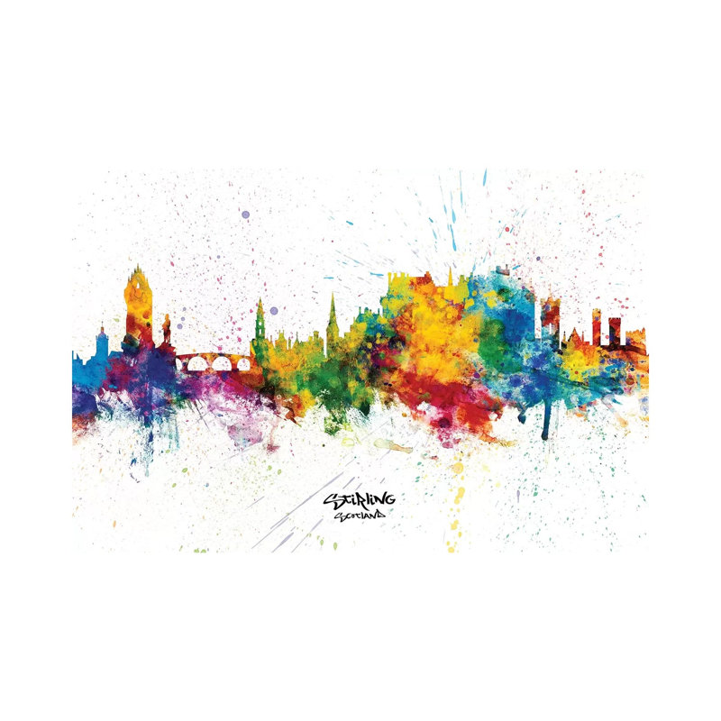 Stirling Scotland Skyline Splash by Michael Tompsett - Wrapped Canvas Print, 20.32 cm H x 30.48 cm W