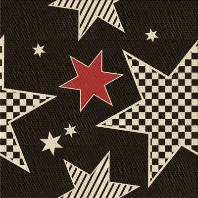 Tapis géométrique noir / blanc / rouge