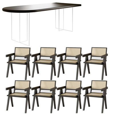 Ensemble de table à manger moderne simple en bois massif acrylique