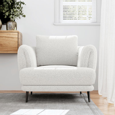 Melissa Boucle Fabric Accent Chair, White Color