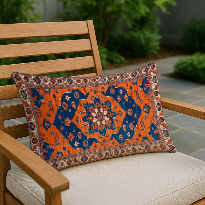 Coussin décoratif intérieur et extérieur Tabriz, Brun oriental 84, Rectangle H 25 po x l 18 po