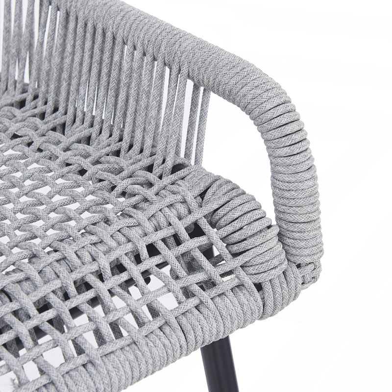 Ensemble de 2 tabourets de bar en corde gris clair pour l'extérieur, Gris clair