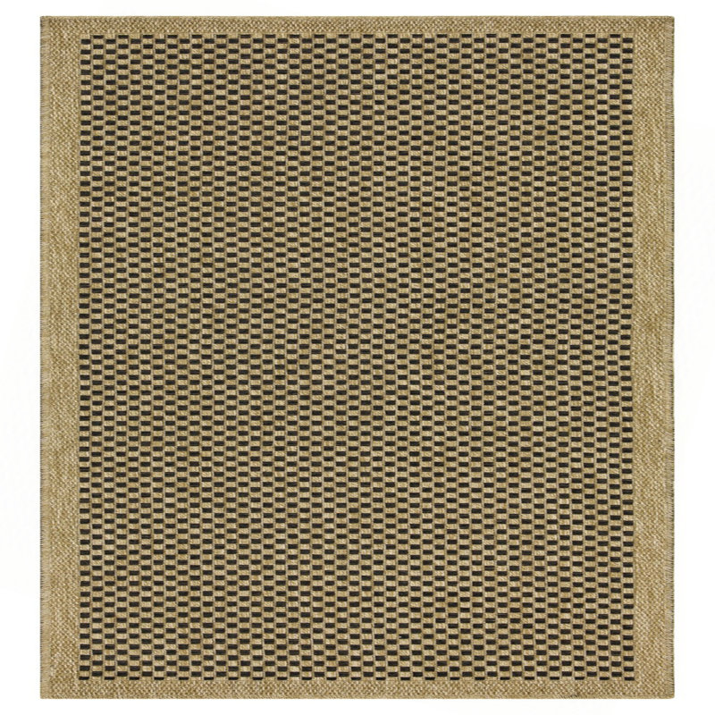 Earth GC_NTL1003 Jute/Black 2 Ft. 7 In. X 7 Ft. 3 In. Indoor/Outdoor Area Rug, Gray, Runner 2'7" x 7'3"