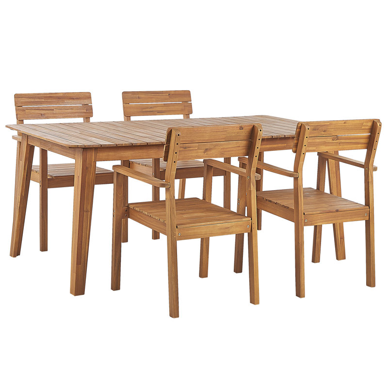 Bordovice 4 - Person Acacia Solid Wood Patio Dining Set Rectangular Table