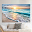 Art mural personnalisé en toile de coton Ocean Sunset mettant en vedette un design marin vibrant