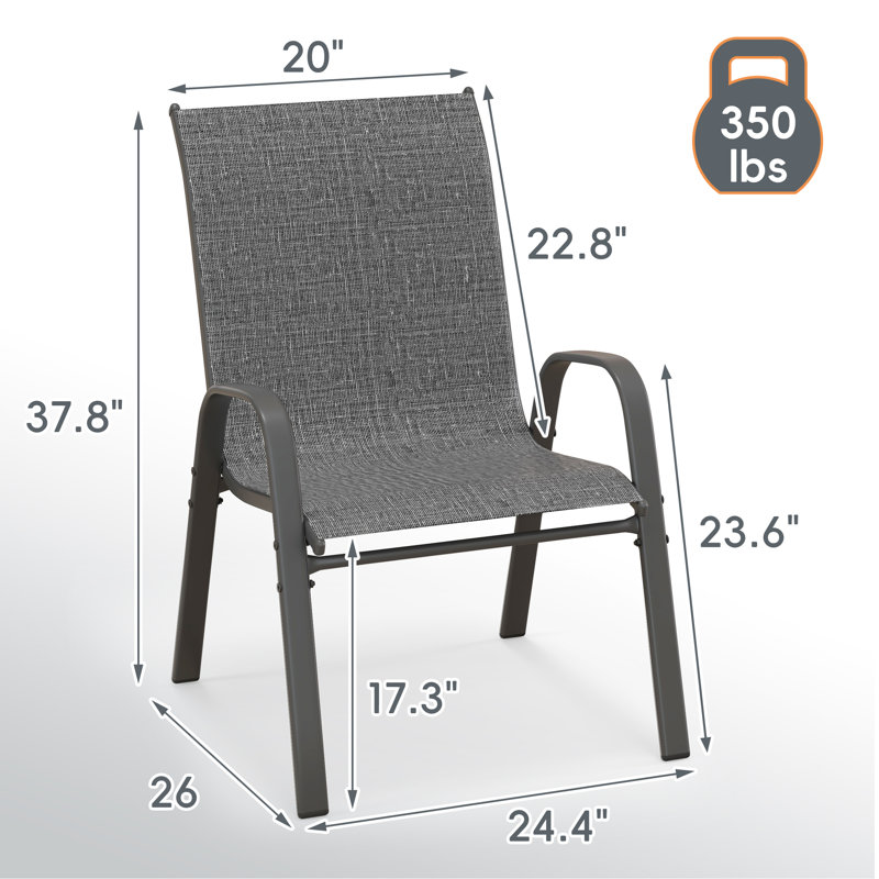 Outdoor Patio Dining Armchair Sets Of 6, Stackable Chairs, Gray