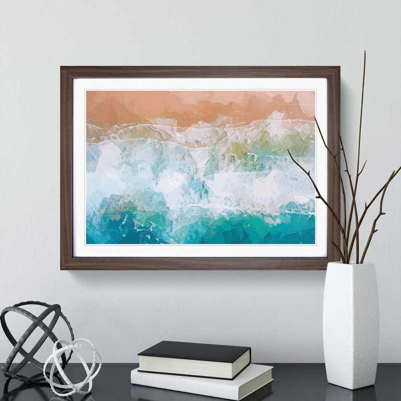 Beach Waves in Australia in Abstract - Picture Frame Graphic Art Print on MDF, 36cm H x 48cm W x 2cm D, Walnut Framed