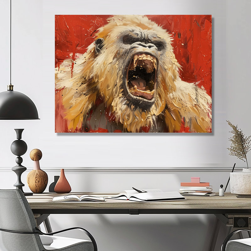 Beige rouge frénésie Bigfoot - impression d'art mural Bigfoot, Métal métal, H 34 po x l 44 po x P 1,5 po