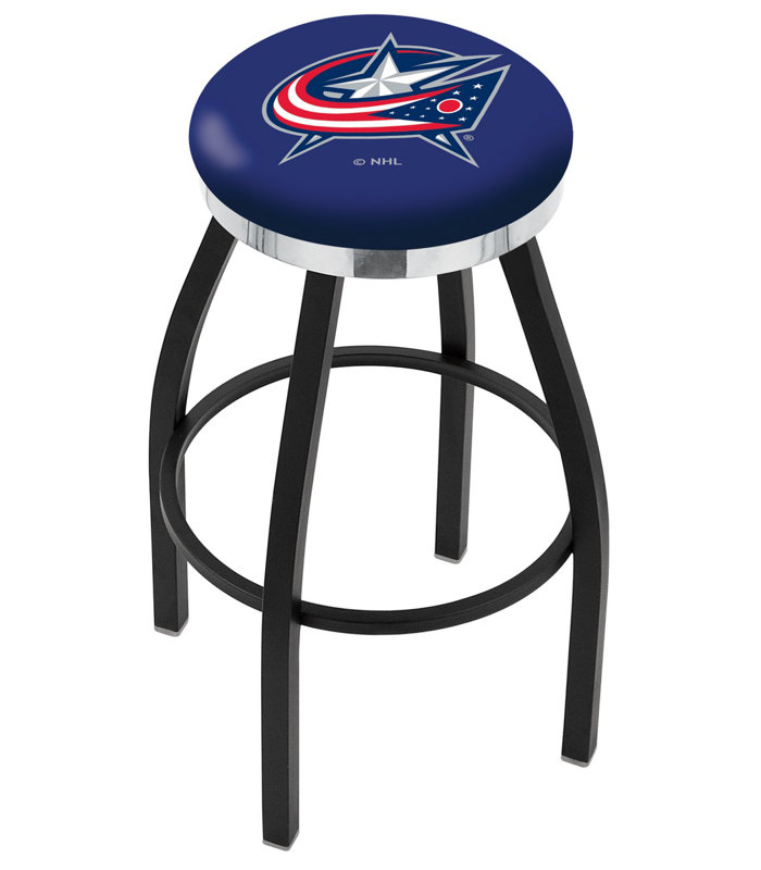 Tabouret de bar pivotant de 30 po NCAA, Chrome, Columbus Blue Jackets