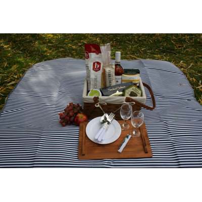 Panier de pique-nique en bois naturel avec doublure en coton