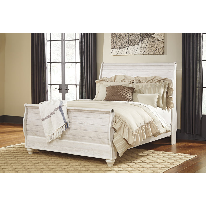 Lit-bateau, commode et table de chevet Willowton, Grand lit