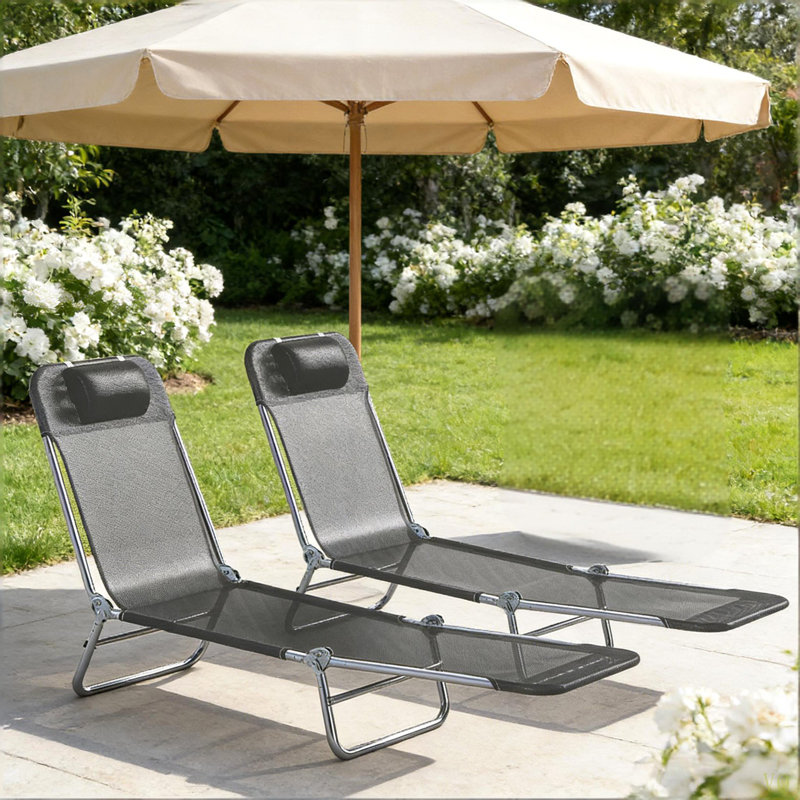 Chaises longues pliantes pratiques, chaises longues 2 pièces