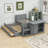 Twin Three Drawers Wood Platform Bed with Desk,Built-in Trundle and Storage Shelf-790077832