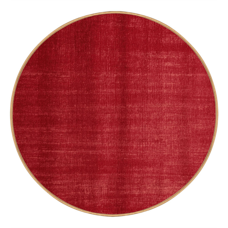 Machine Washable Solid Red Area Rug, Round 8'