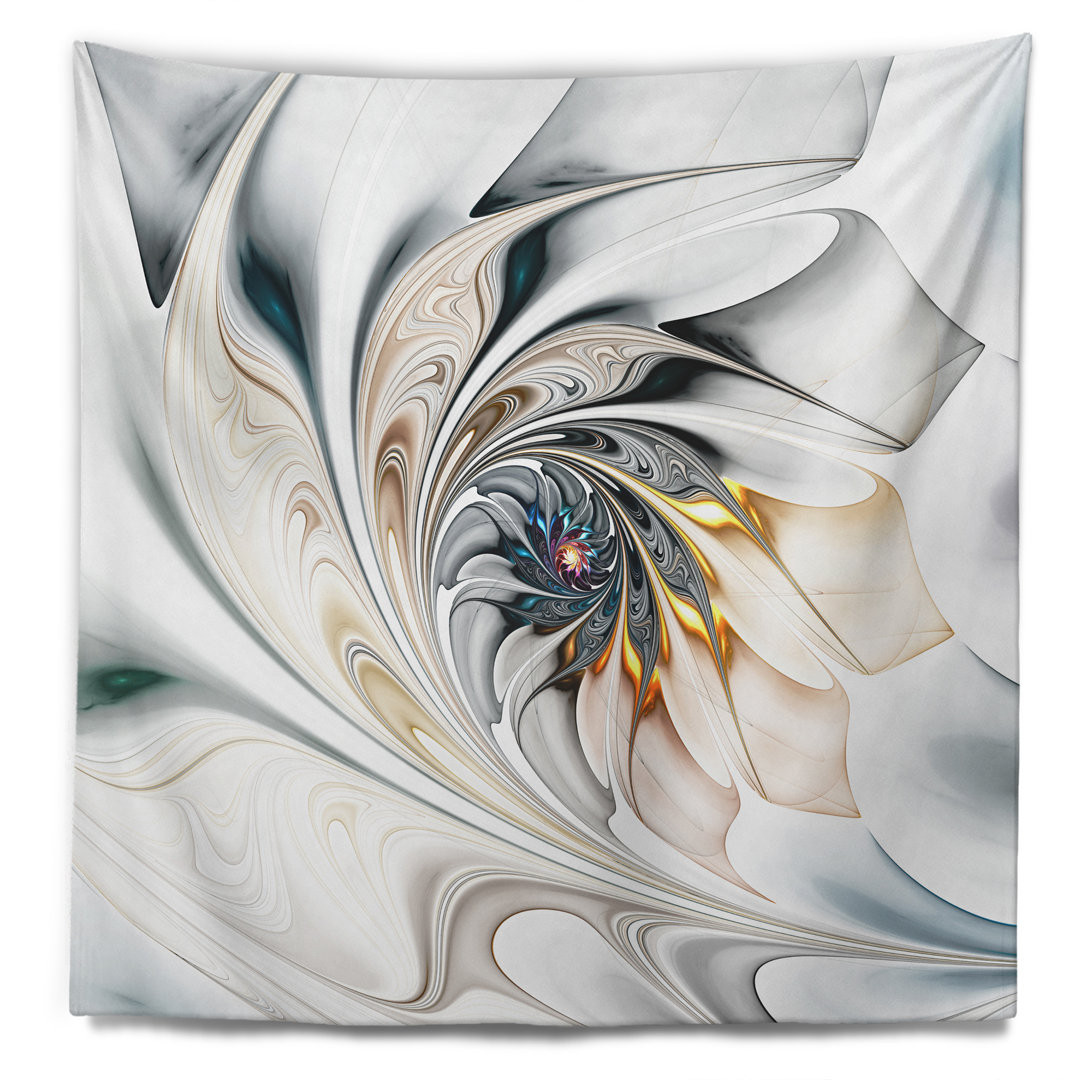 White Stained Glass Floral Art Tapestry East Urban Home 