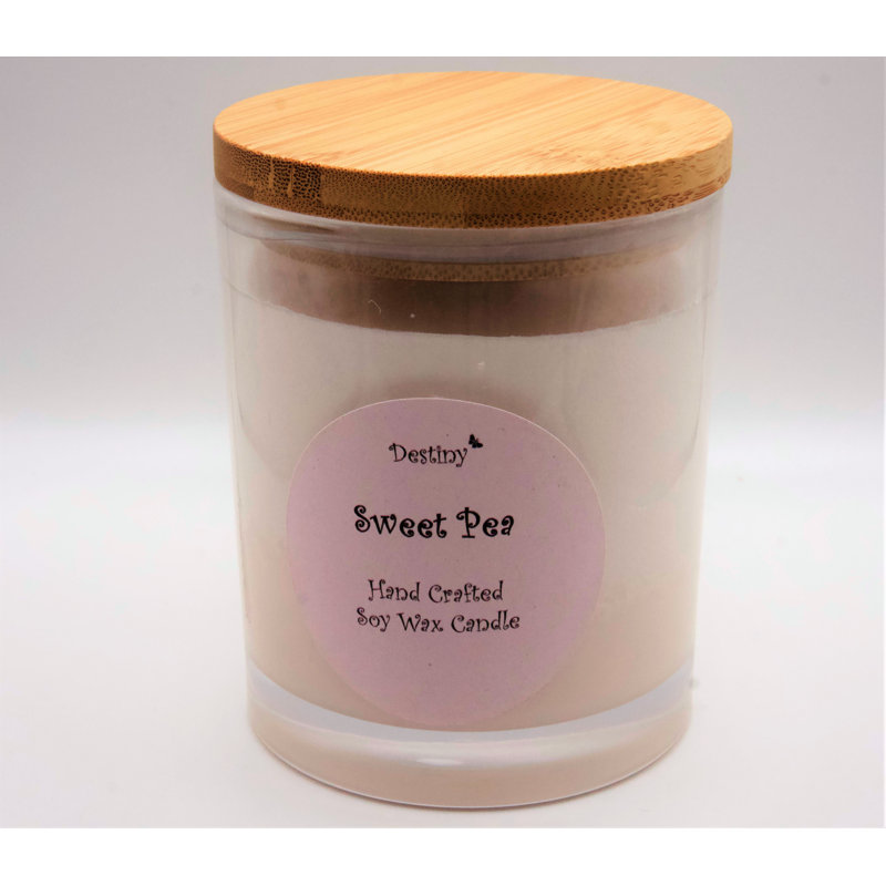 Sweet Pea Scented Jar Candle with Glass Holder