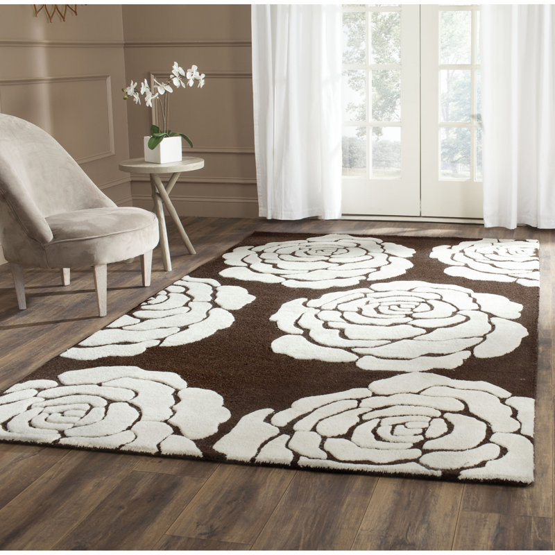 Cannen Hand Tufted Wool Floral Rug, Rectangle 8' x 10'