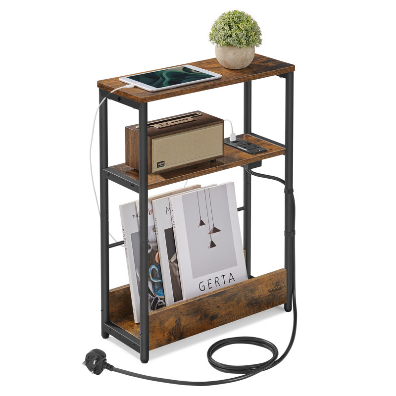 Antioch Floor Shelf End Table, Brown, Black