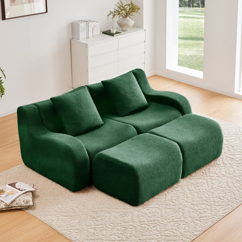 Canapé Canapé doux en tissu Teddy, Vert