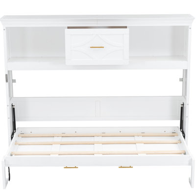 White Twin Bed With Charging Surrogate, Drawer, And Storage - Pine Wood Structure Hue Station, Rustic Feel Made Of