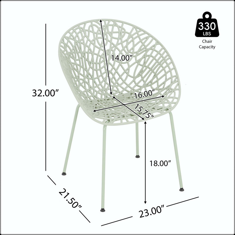 Chaise de salle à manger en plastique à motif de losanges perforés (ensemble de 2)