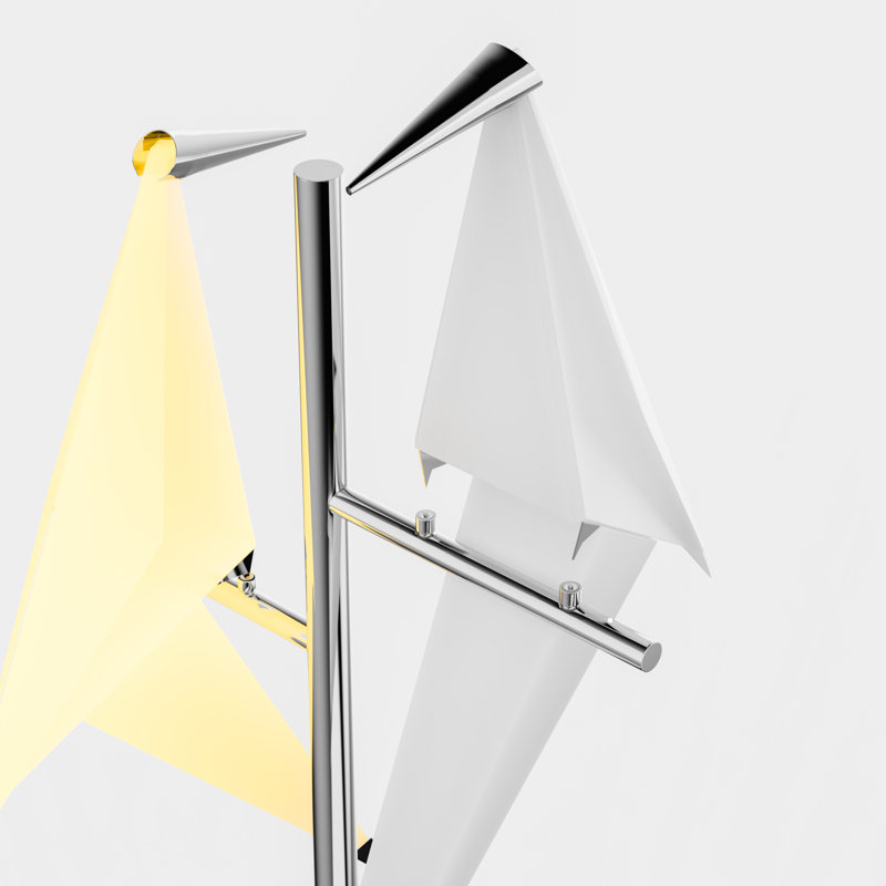  68.9" 2-Bird Silver LED Novelty Floor Lamp with Outlet