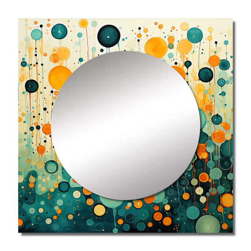 Johnise - Grand miroir carré à formes abstraites pour décoration murale, 23 po x 23 po