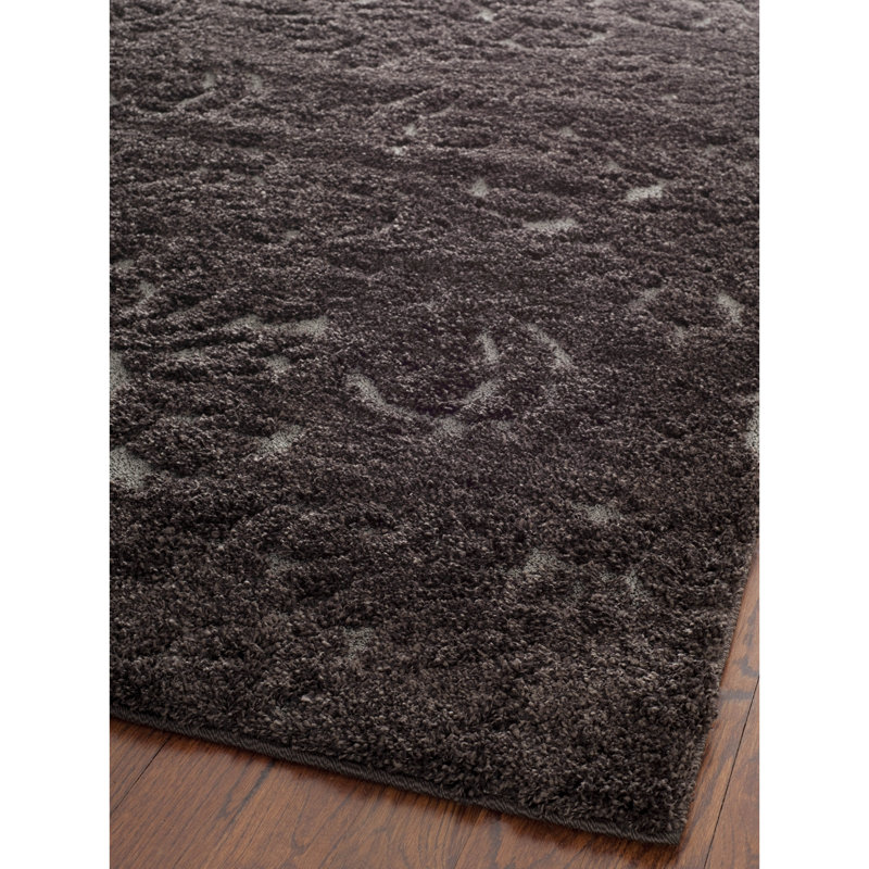 Tapis brun foncé à motif floral Schoch , Rectangle 8 pi x 10 pi