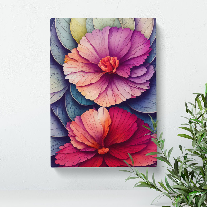 Beautiful Watercolour Flowers No.5 - Wall Art, 50cm H x 35cm W x 3cm D, Wrapped Canvas, No Matte