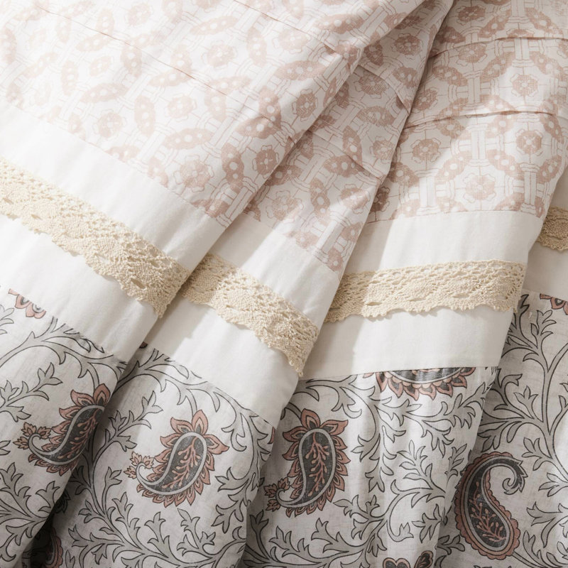 Édredon très grand en coton très sophistiqué avec détails pour la chambre de campagne, Rosé