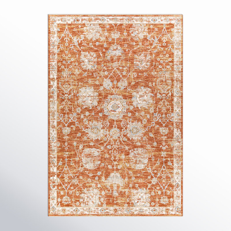 Tapis oriental orange brûlé Conlan, Rectangle 2 pi 7 po x 4 pi