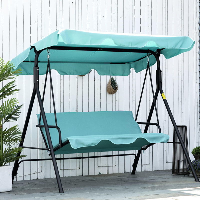 3-adult Patio Porch Swing Chair, Canopy, Steel Frame , Suited For Backyard Enjoy Chair 3, Construction With Backyard, Deck, Poolside