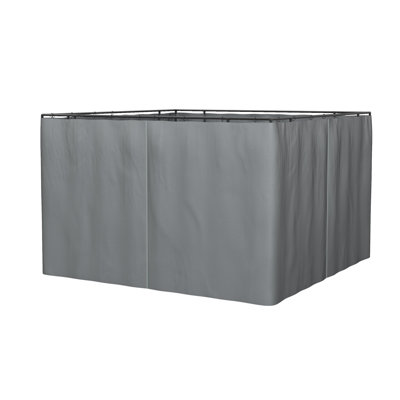 Rideau de pavillon gris foncé foncé 10 pi x 12 pi avec sangles et fermeture à glissière pour auvent d'intimité - Fermetures à glissière intérieures