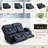 Power Reclining Sofa With Heat And Massage, Dual Recliner Loveseat With Cup Holders And And Led Lights-954389529