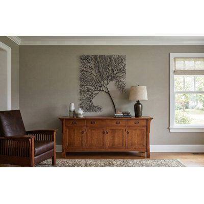 Wire Tree Wall Art, Rectangular, Metal, Black