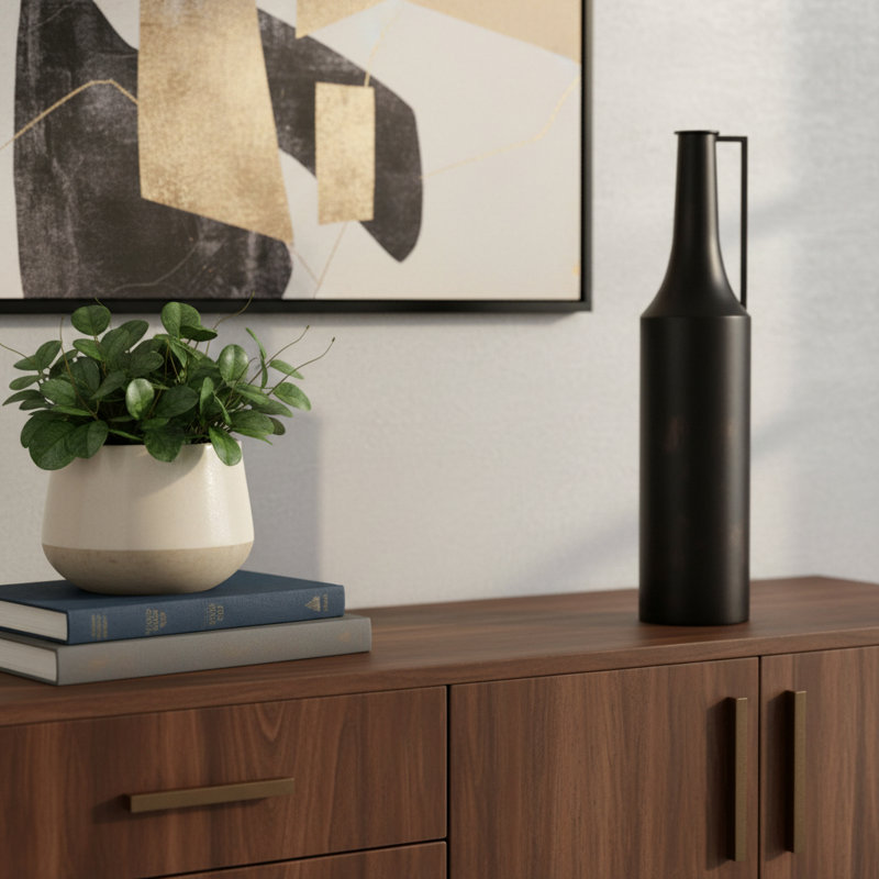 Vase 24 "en métal noir