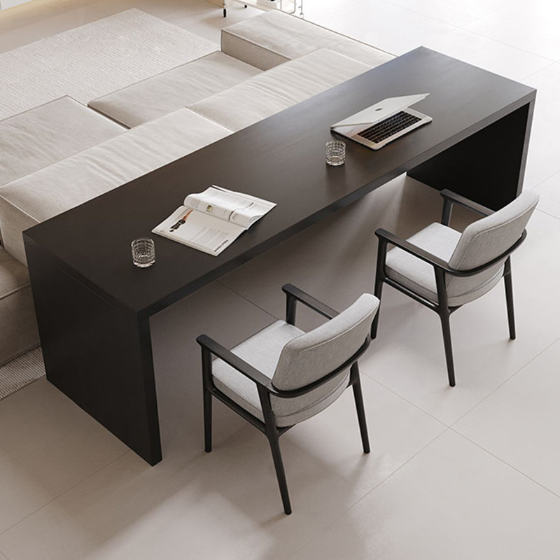 Bureau d'écriture rectangulaire en bois massif noir, H 29,53 po x l 86,61 po x P 23,62 po