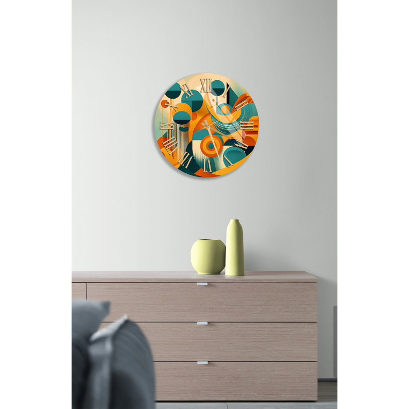 Horloge murale Mid-Century, Doré
