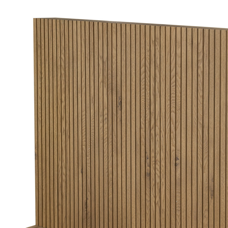 Leo Bed-Smoked Black-Queen, Rustic Light Natural Oak, Queen