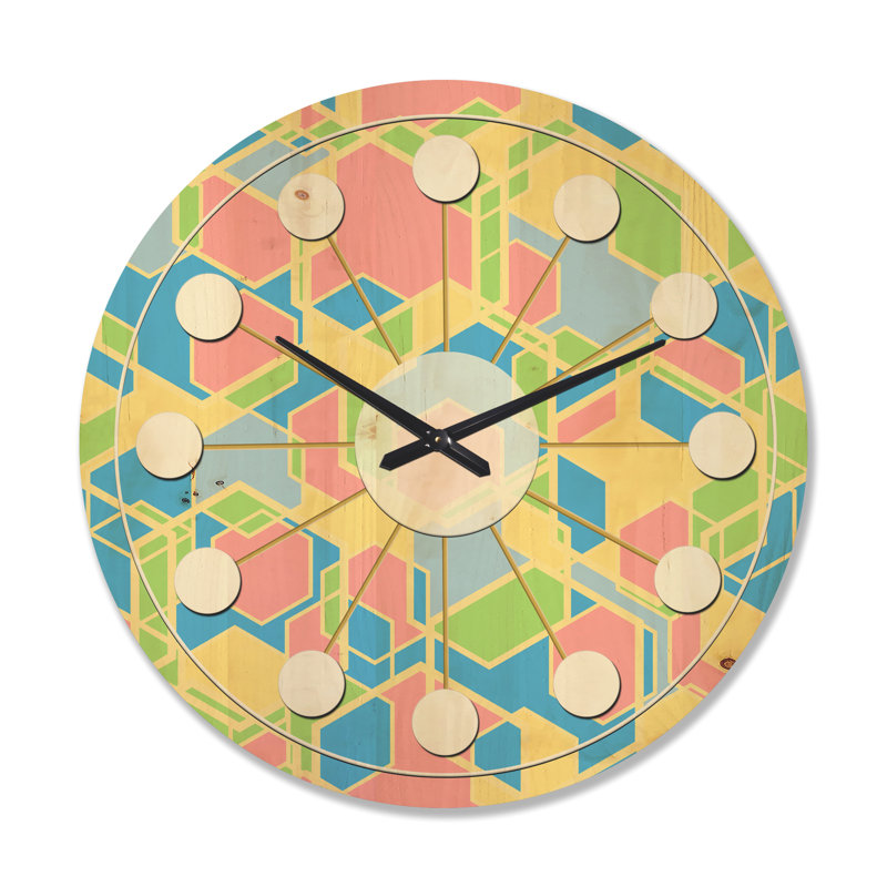 Horloge murale géométrique en bois II abstrait, Grand