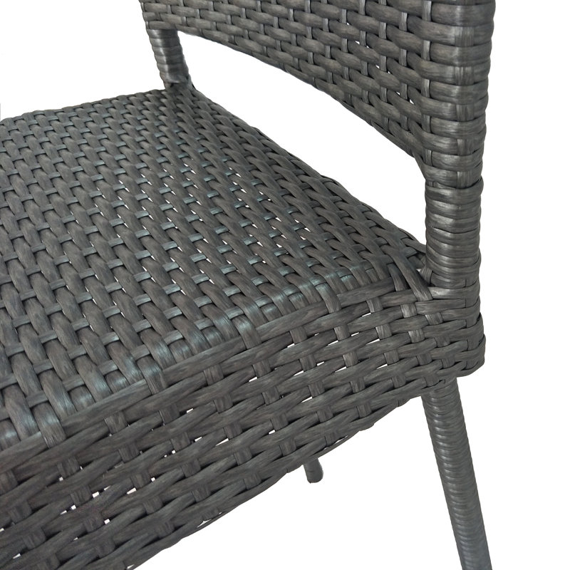 Ensemble de 2 tabourets de bar 29 po en rotin PE sans accoudoirs, gris, Gris