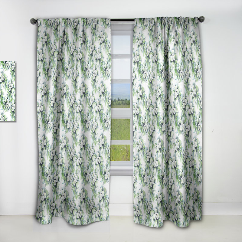 Elegant White Roses Bridesmaid's Bouquet - Floral Blackout Curtain Single Panel, 52" W x 90" L